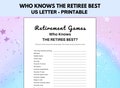 Who Knows the Retiree Best, Who Knows Best, How Well Do You Know, Retirement Games, Retiree Games, Retirement Party Games