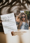 Minimalist birthday invitation printable, finally twenty one birthday party invitation, modern 21st b-day party invitation with photo - C005