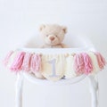 Pink High chair banner, 1st girl pink high chair banner for baby girl, 1st birthday party, first birthday decor, birthday decorations