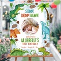 Dinosaur Birthday Signs, Dino Birthday Party, Dinosaur Welcome Sign, Welcome Decor, T-Rex Birthday, Wild One Printable Editable Template D01