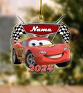 Disney Cars Christmas 2024 Ornament, Personalized Lightning McQueen Keepsake,Christmas Gift, Christmas Tree Decor,Disneyland Ornament NFT515