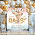 Teddy Bear Gender Reveal Backdrop, Bear Boho Baby Shower, Boy or Girl, We Can Bearly Wait Baby Shower