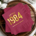 Custom 40th Birthday Napkins, Vintage 1984, Foil Stamped Beverage Napkins, 40th Birthday Decor, Fortieth Birthday Vintage Cocktail Napkins