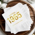 Custom 60th Birthday Napkins, Vintage 1965, Foil Stamped Beverage Napkins, 60th Birthday Decor, Sixtieth Birthday Vintage Cocktail Napkins