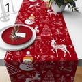 Christmas Table Runner, Christmas Red Table Runner, Winter Joy Pine Trees Table Cover, Christmas Reindeer Table Cloth, Xmas Table Runners