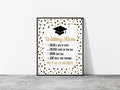 Walking Tacos Graduation Party Sign, Black & Gold Glitter Confetti Sign, 2 Sizes, INSTANT DOWNLOAD, BG1