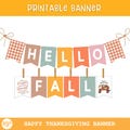 Printable Thanksgiving Banner, Hello Fall Banner, Happy Fall Banner Printable, Thanksgiving Bunting, Fall Decor, Thanksgiving Garland Sign