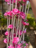 Artificial Velvet Rose Flower Garlands with Pearl Finished Acrylic Beads (Pack of 10 Strings)