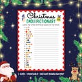 Christmas Emoji Pictionary, Printable Christmas Party Games, Holiday Activity Games, Christmas Game for Kids and Adults, Instant Download