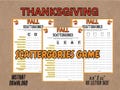 PRINTABLE THANKSGIVING SCATTERGORIES game, Thanksgiving games, Holiday game, family game night, teens games, thanksgiving fun