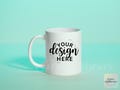 Mug Mockup | 11oz White Coffee Mug | Minimalist Color Pop | Cozy Lifestyle | Ceramic Product Photo