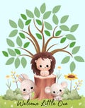 Woodland Baby Shower Guest Book | Cute Hedgehog, Bunny, Mouse & Tree Design | Welcome Little One Sign-in Book | Forest Animal Theme