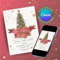 Vintage Christmas Party Printable Invitation, Editable Christmas Invite, Christmas Evite, Christmas Eve Party, Gift Exchange, Holiday Party