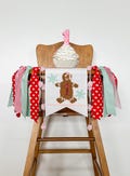 Christmas 1st Birthday Highchair Banner, Gingerbread First High Chair Sign For Baby, Personalized Cake Smash Decor, 1 Birthday Photo Prop