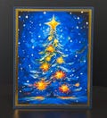 Christmas Card, Merry Christmas Card, Holiday, Greeting Card, Unique Card, Handmade Card, Christmas Tree, Snow, Night