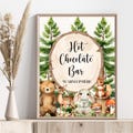 Hot Chocolate Bar sign, Woodland animals forest table sign, Winter Hot Chocolate party sign, Dessert Bar instant download printable