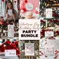 Valentine's Day Birthday Party Templates, Editable Galentine's Day Party Invite, Minimalist Welcome Sign, Coquette Restaurant Menu card, VD3