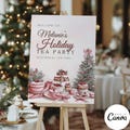 High Tea Christmas Party Welcome Sign Template, Coquette Themed Children's Birthday Brunch Poster, Editable School Restaurant Sign, XM18