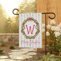 Christmas Garden Flag, Monogram Custom Banner, Grand Millennial Decor, Outdoor Lawn Flag, Personalized Holiday Sign, Festive Yard Art