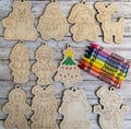 Wooden Holiday Ornaments with Crayons