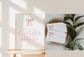 Guess How Many Candies Pink Bow Baby Shower Game, Guess the Kisses Game Sign + Card, Girl Baby, Editable Template Digital Download TEMPLETT
