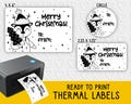 Merry Christmas Gift Tag Thermal Label Designs | Cute Reindeer Gift Packaging | 3 Sizes | For Thermal Printers | Rollo, Munbyn, Epson