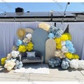 177pcs Colorful Latex Balloon Arch Set Macaron Gray Blue and Matte Yellow White Balloons for Baby Birthday Outdoor Party Decoration