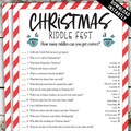 Christmas Riddles Game | Riddle Fest Christmas Party Game | Family Christmas Movie Night | Classroom Christmas Party Printable