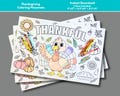 Thanksgiving Coloring Placemat, Turkey Placemat Printable, Thankful Coloring Placemat for Kids, Fall Thanksgiving Activity Instant Download