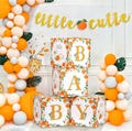 Little Cutie Baby Shower Decorations,Baby Boxes with Letters for Baby Shower,4 Pack Baby Balloon Boxes, Pack Cutie Banner,Baby is on The Way