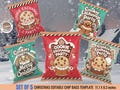 Christmas Cookie Party Chip bag Cookie exchange chip bag template kids party favor candy treat bag label printable Canva edit set of 5 CPF13