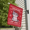 Funny Anti Trump Flag Kamala Harris Christmas Garden Flag Childless Cat Lady Feminist Yard Sign Cute Cat Ugly Christmas Sweater Holiday