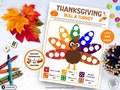 Thanksgiving Roll A Turkey Dice Game, Thanksgiving Candy Dice Games for Kids, Holiday Printable Party Games for Classroom & Sunday School