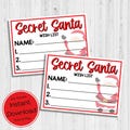 INSTANT DOWNLOAD - Secret Santa Sign Up Cards - Secret Santa Wish List - Secret Santa Exchange Printable - Co Worker Gift Exchange