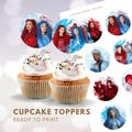 Printable Descendants 4 Cupcake Toppers, Birthday 2IN Toppers, Rise of Red Party Instant Download
