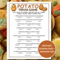 Potato Trivia Game, Printable Potato Game, Potato Quiz for Kids and Adults, Food Trivia