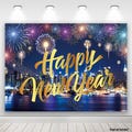 Happy New Year Photo Backdrop Fireworks Photography Background Vinyl Polyester Photo Booth Backdrop