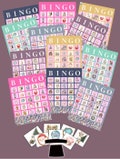 Christmas Bingo Boards Playing Cards Drawing Picture Printable Cute Pastel Cookie Holiday Fun Perfect for Family Kids Easy Traditions Party