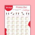 30 Day Pilates Bar Workout Challenge | Pilates Exercise| Pilates challenge | Improve Your Flexibility |Digital Product |Printable |A4-USL-PS