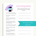 Y2K Party Game, Printable 2000's Love Song Lyrics with Answer Key, Music Quotes Game for Birthday and Valentine's Day