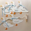 Baby Shower Decoration, Goose with Blue Gingham Bows, Nursery Decor, Silly Goose, Cottagecore Goose Wall Decor, Baby Gift