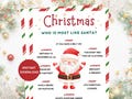 Christmas Trivia Quiz, Who Is Most Like Santa, Christmas Party Games, Holiday Santa Games, Printable Christmas Activity, Holiday Trivia Game