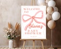 Bow Shower Welcome Sign Editable Template Coquette Bow Welcome Sign Baby Shower Bridal Shower Bow Theme Decor Minimalist Sign Printable