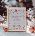 Cocktail Station Sign template, Christmas Party Holly Jolly Spritz Station, Holiday Cocktail Bar hand drawn printable aa045 aa042