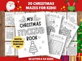 20 Pages - Christmas Mazes for Kids - Printable Mazes - Christmas Theme - Kids Mazes, Christmas Activities - Instant Digital PDF Download