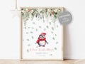 Personalized Fingerprint Guestbook Winter Baby Shower, Cute Penguin Fingerprint Christmas Mistletoe Motives, Christmas Shower Guestbook 20
