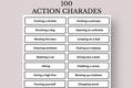 100 Printable Charades, Group Games, Action Charades for, Family Team Game for Kids and Adults, Family Game Night
