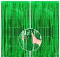 Metallic Green Foil Fringe Curtain - 2 Pieces, Party Backdrop for Photo Booth, Events, and Celebrations