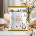 EDITABLE Winter Onederland Chip Bag Template, Winter 1st Birthday Treat Bag, Winter Woodland Birthday Favors, Printable Template. W018