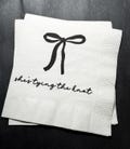 She's Tying the Knot Bridal Shower Black Bow Bridal Shower Black Bachelorette Cocktail, Luncheon or Dinner Napkins Set of 25